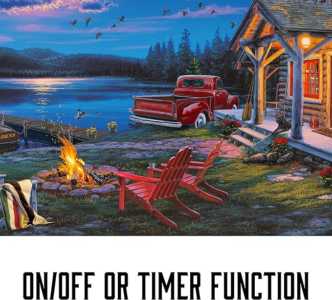 Rivers Edge Products LED Canvas Wall Art, 24 by 16 Inches, Fiber Optic Light Up Wall Decor, Battery Operated Lighted Canvas Print, LED Light Kitchen, Bedroom, or Home Decor, The Perfect Getaway