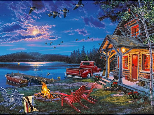 Rivers Edge Products LED Canvas Wall Art, 24 by 16 Inches, Fiber Optic Light Up Wall Decor, Battery Operated Lighted Canvas Print, LED Light Kitchen, Bedroom, or Home Decor, The Perfect Getaway