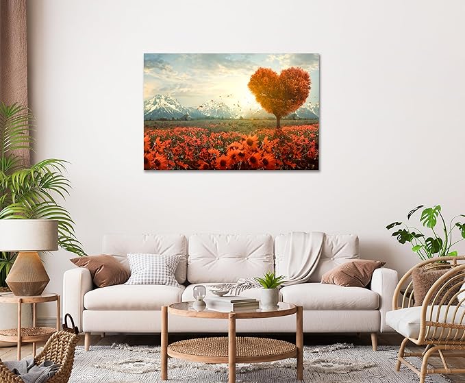 SKASNFAI Grand Teton Wall Art Mountain Artwork Landscape Picture Living Room Home Office Decor Sunflower Canvas Posters Print for Walls (28L x 44W)