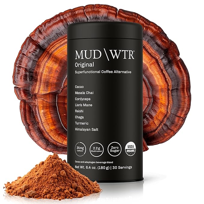 MUDWTR Original Mushroom Coffee Alternative | 2,240mg USA Grown & Adaptogenic Mushrooms | USDA Organic | Lion's Mane, Cordyceps, Chaga & Reishi | Energy, Focus & Immunity Support | 30 Servings