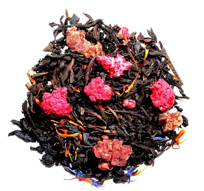 Nelson's Tea - Earl Grey Tea Loose Leaf - Raspberry Black Tea with Dried Raspberries - Earl Grey Loose Leaf with Cornflower & Safflower Petals (Sample 0.3 Oz)