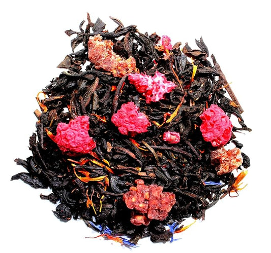 Nelson's Tea - Earl Grey Tea Loose Leaf - Raspberry Black Tea with Dried Raspberries - Earl Grey Loose Leaf with Cornflower & Safflower Petals (Sample 0.3 Oz)