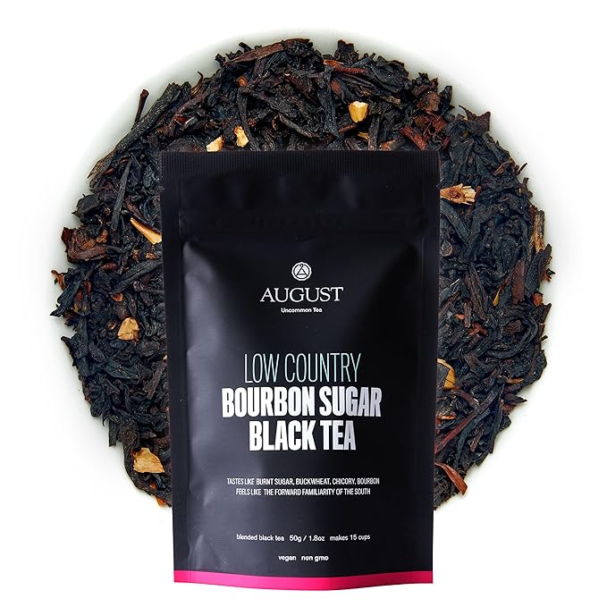 August Uncommon Low Country Bourbon Sugar Black Tea – Vegan, Non-GMO Loose Tea Leaves – Wild Flavor in a 1.75oz Resealable Pouch (Makes 15-30 Cups)