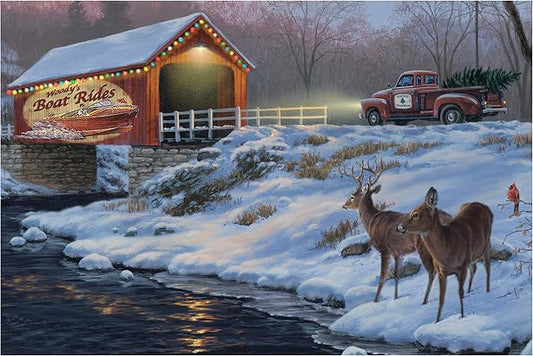 Rivers Edge Products 24" x 16" LED Canvas Wall Art - Light-Up Fiber Optic Wall Decor - Battery-Operated, Lighted Canvas Print - LED Light Home Decor for Office, Bedroom, Kitchen -