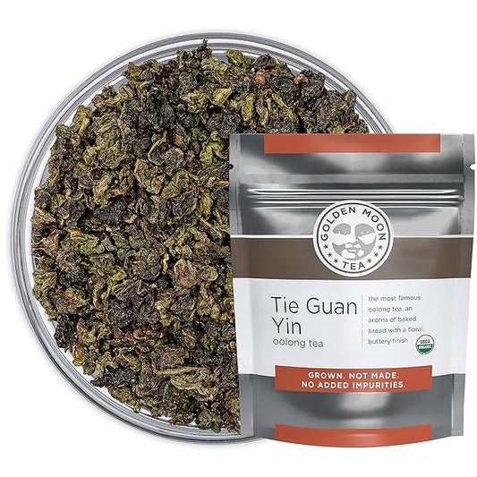 Golden Moon Tea Organic Tie Guan Yin Green Oolong Tea - Wulong Variety - Loose Leaf, Non-GMO - 1 Pound (192 Servings)